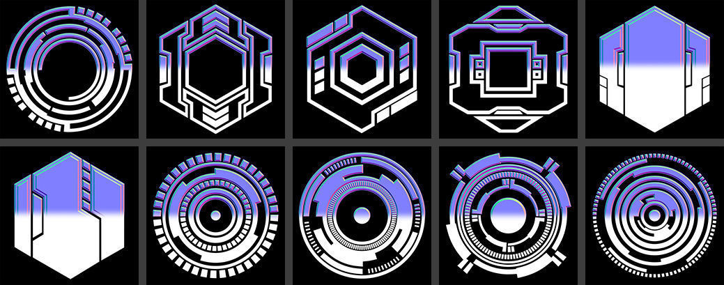 150 Sci-Fi Hologram Normal Map and Alpha Pack 3D model_13