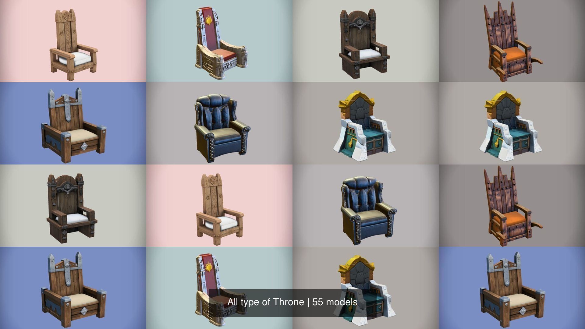 All type of Throne 3D model for Game Ready 3D Model Collection_12