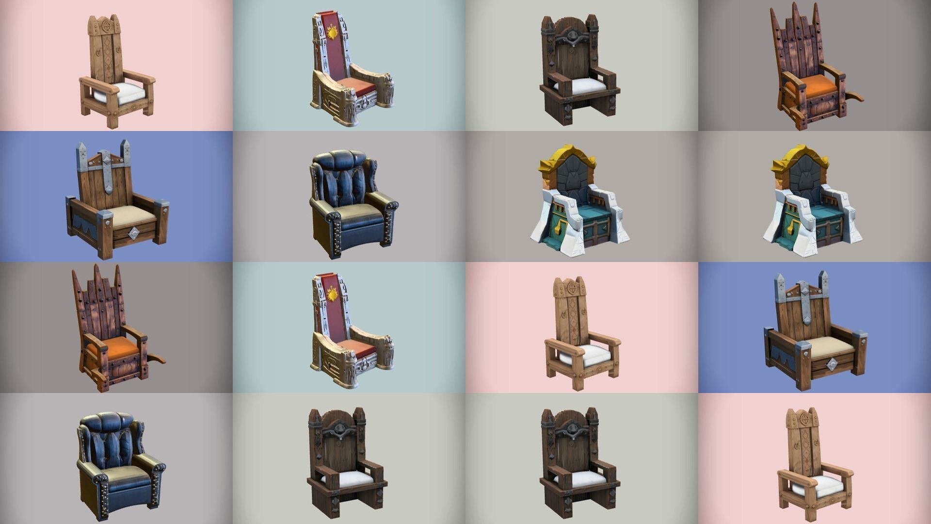 All type of Throne 3D model for Game Ready 3D Model Collection_11
