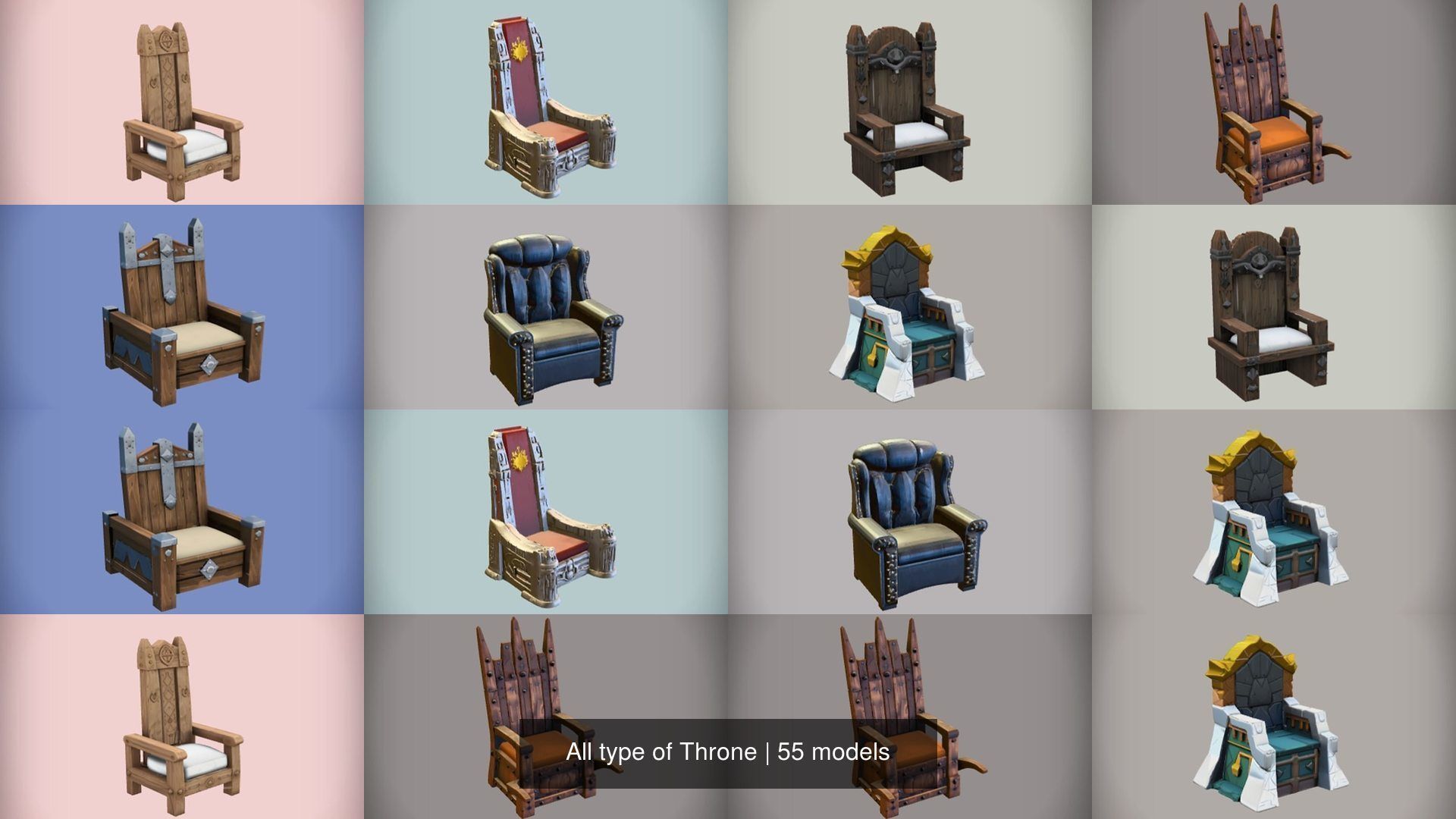 All type of Throne 3D model for Game Ready 3D Model Collection_9