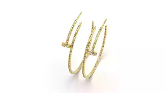 Nail Earrings Pave Diamonds 3D print model