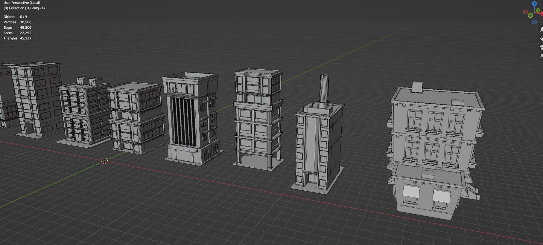 Low Poly City Buildings Pack Of 100 - Game Ready - Untextured  3D model_65