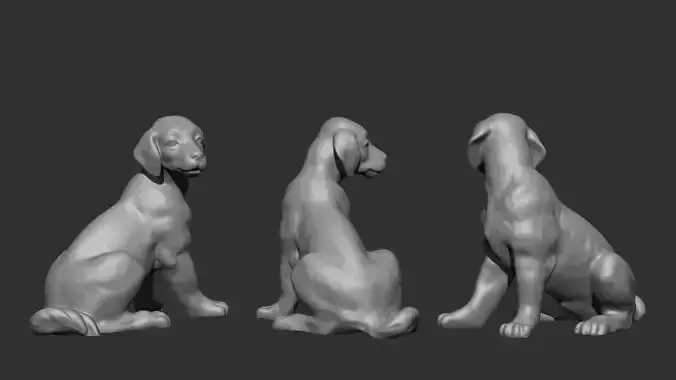 3D Printable Sitting Dog Sculpture - Detailed and Elegant Design