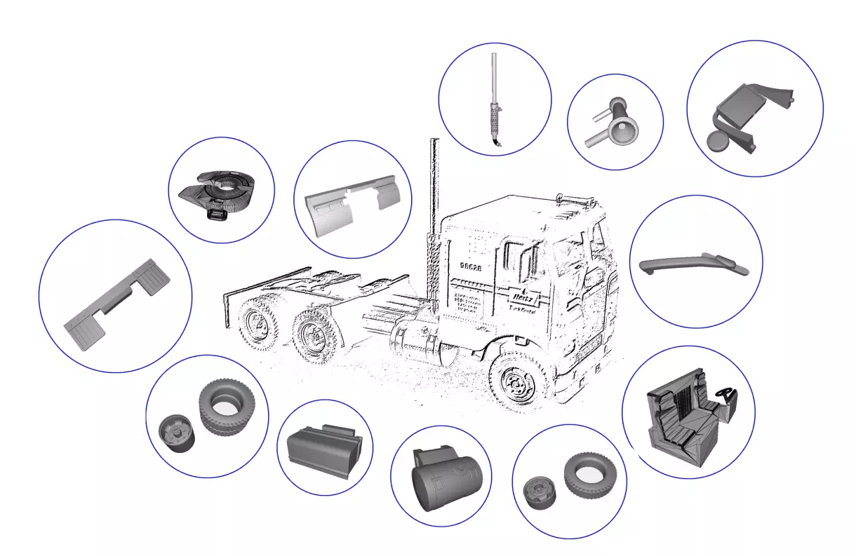 HO Freightliner cabover tractor parts 3D print model