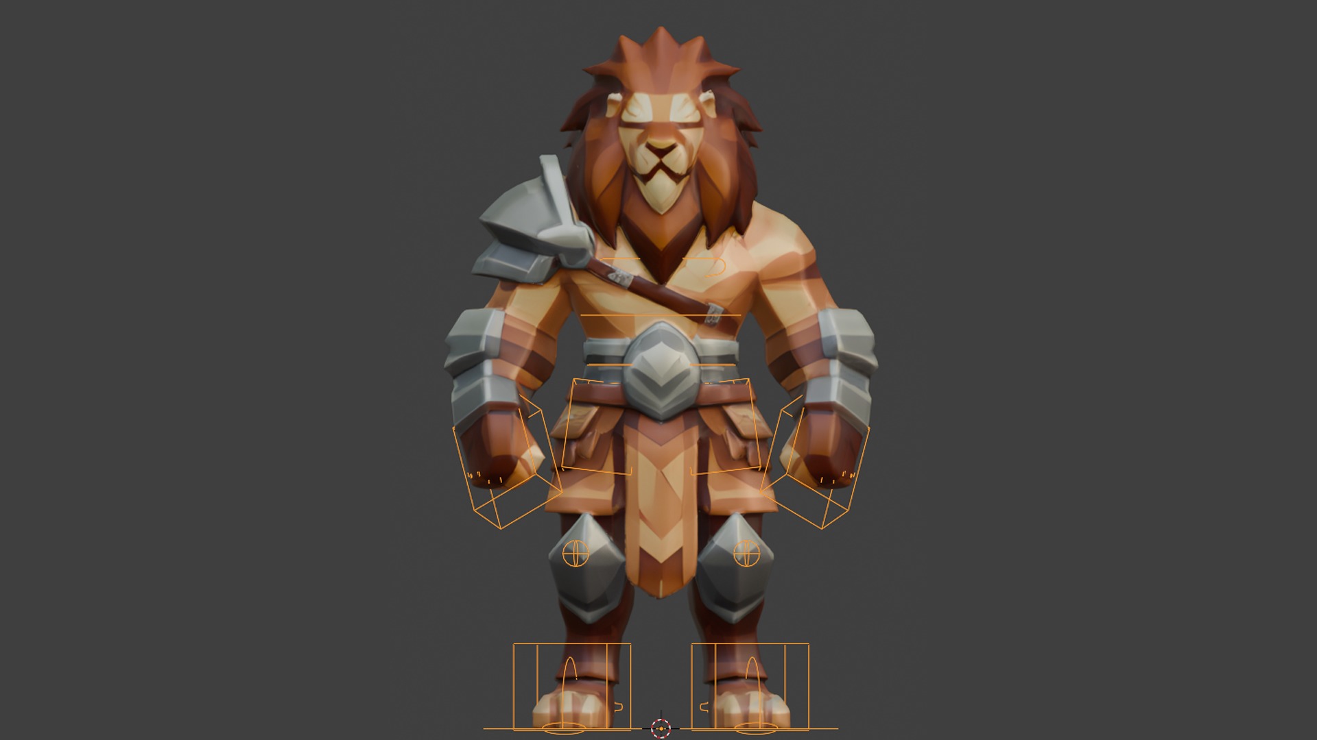 Lion creature Low-poly 3D model_4