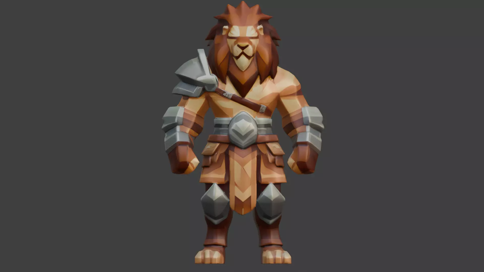 Lion creature Low-poly 3D model_0