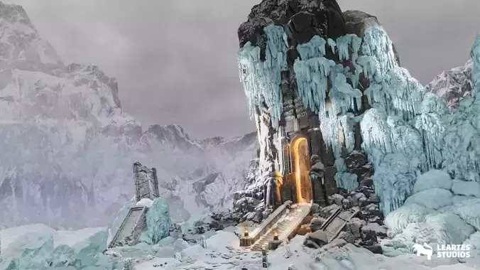 Frozen Norse Environment Low-poly 3D model