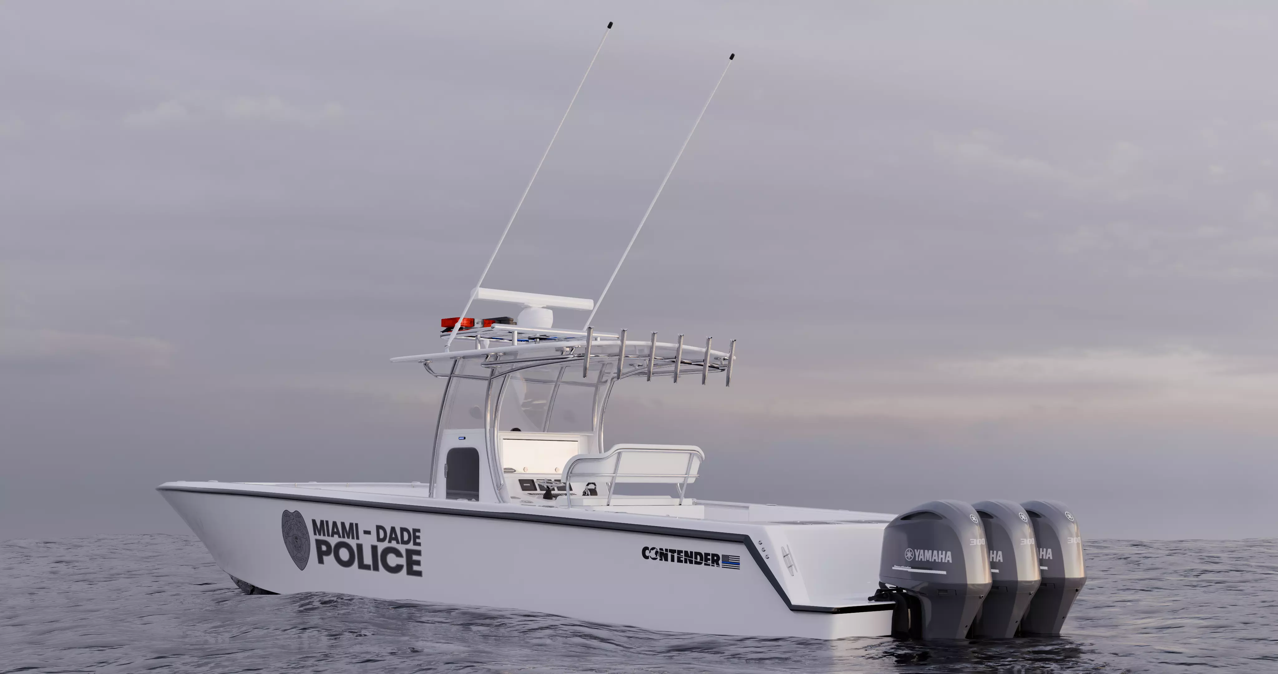 Contender Police Boat with Trailer  3D model_0