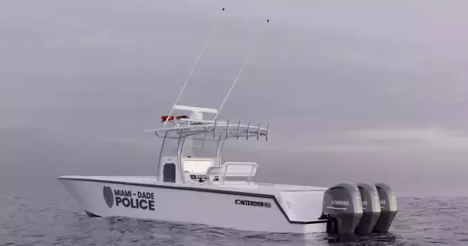 Contender Police Boat with Trailer  3D model