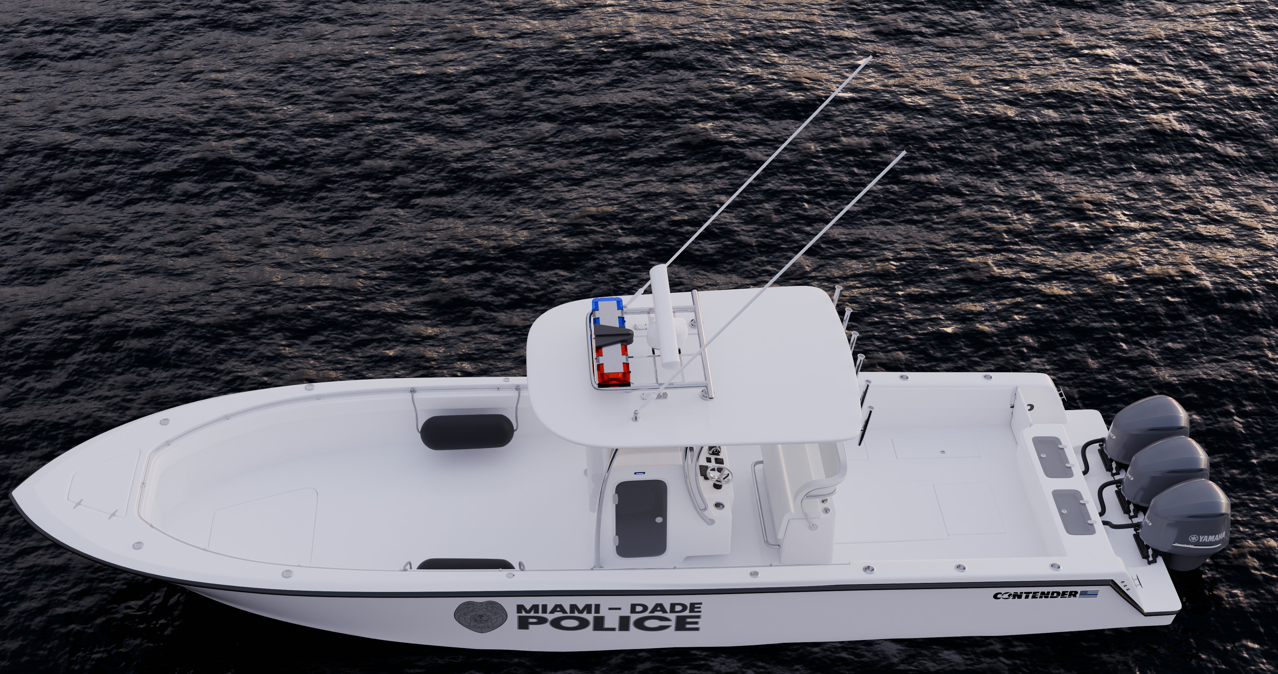 Contender Police Boat with Trailer  3D model_7