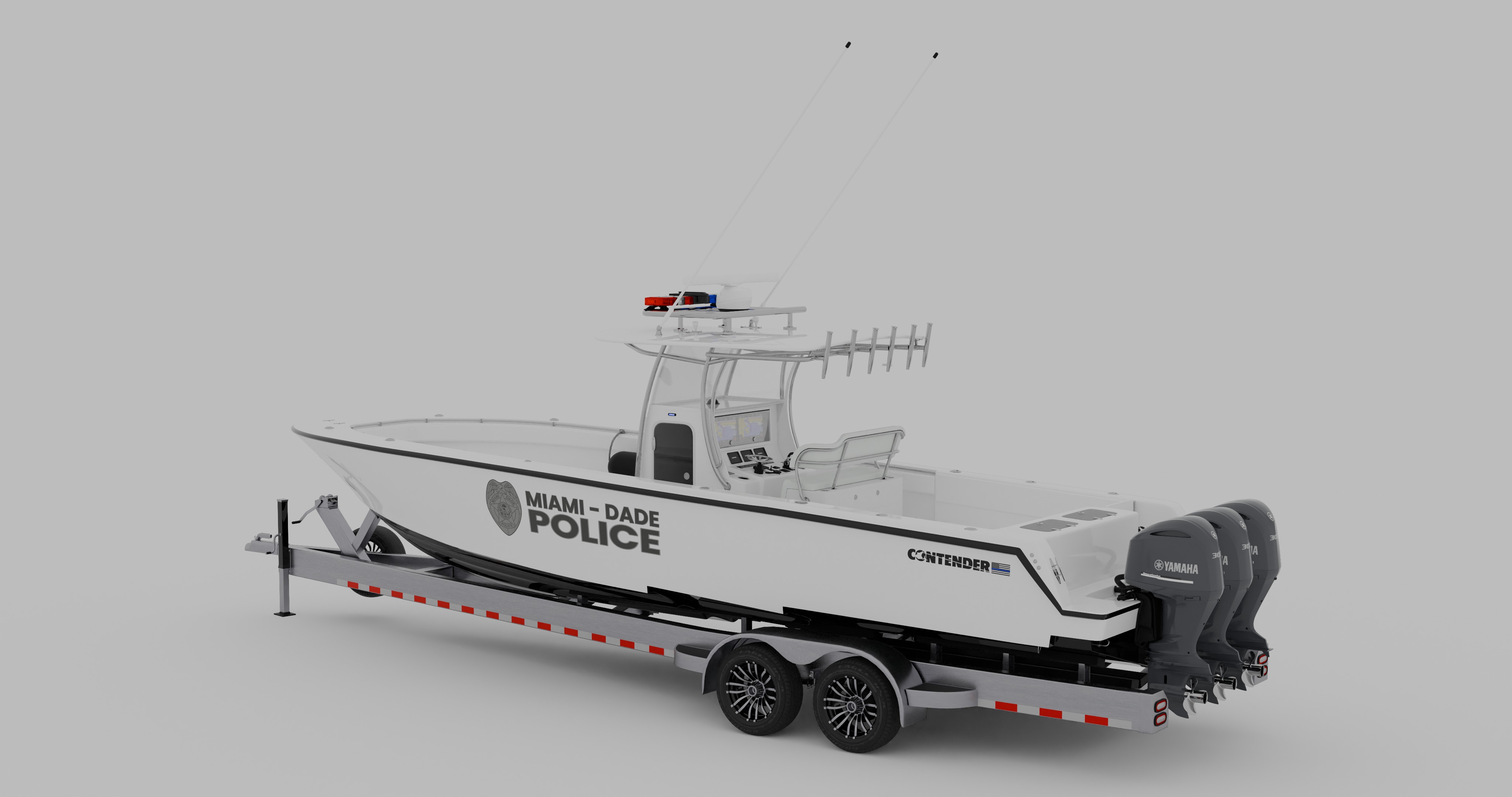 Contender Police Boat with Trailer  3D model_6