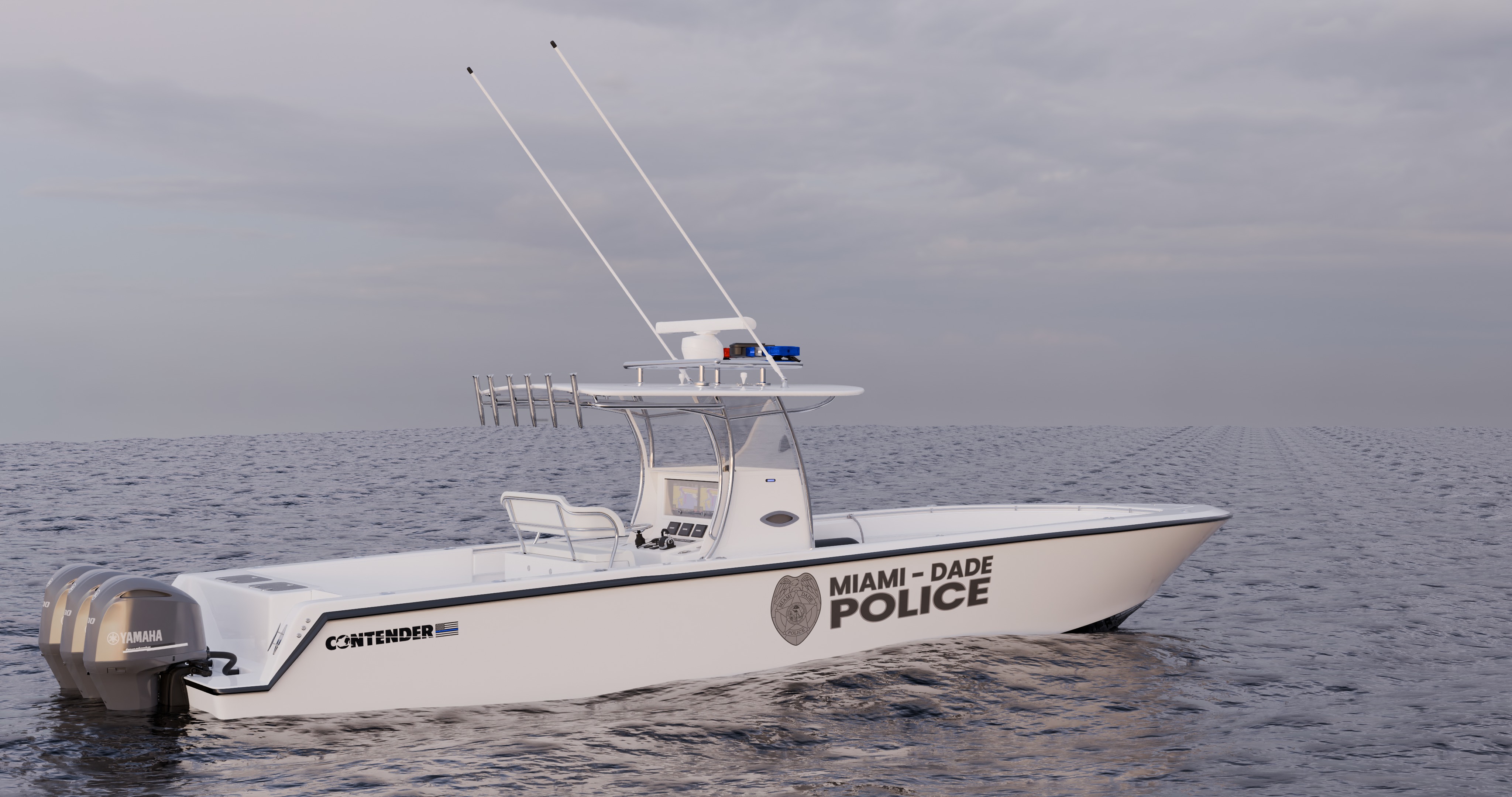Contender Police Boat with Trailer  3D model_2