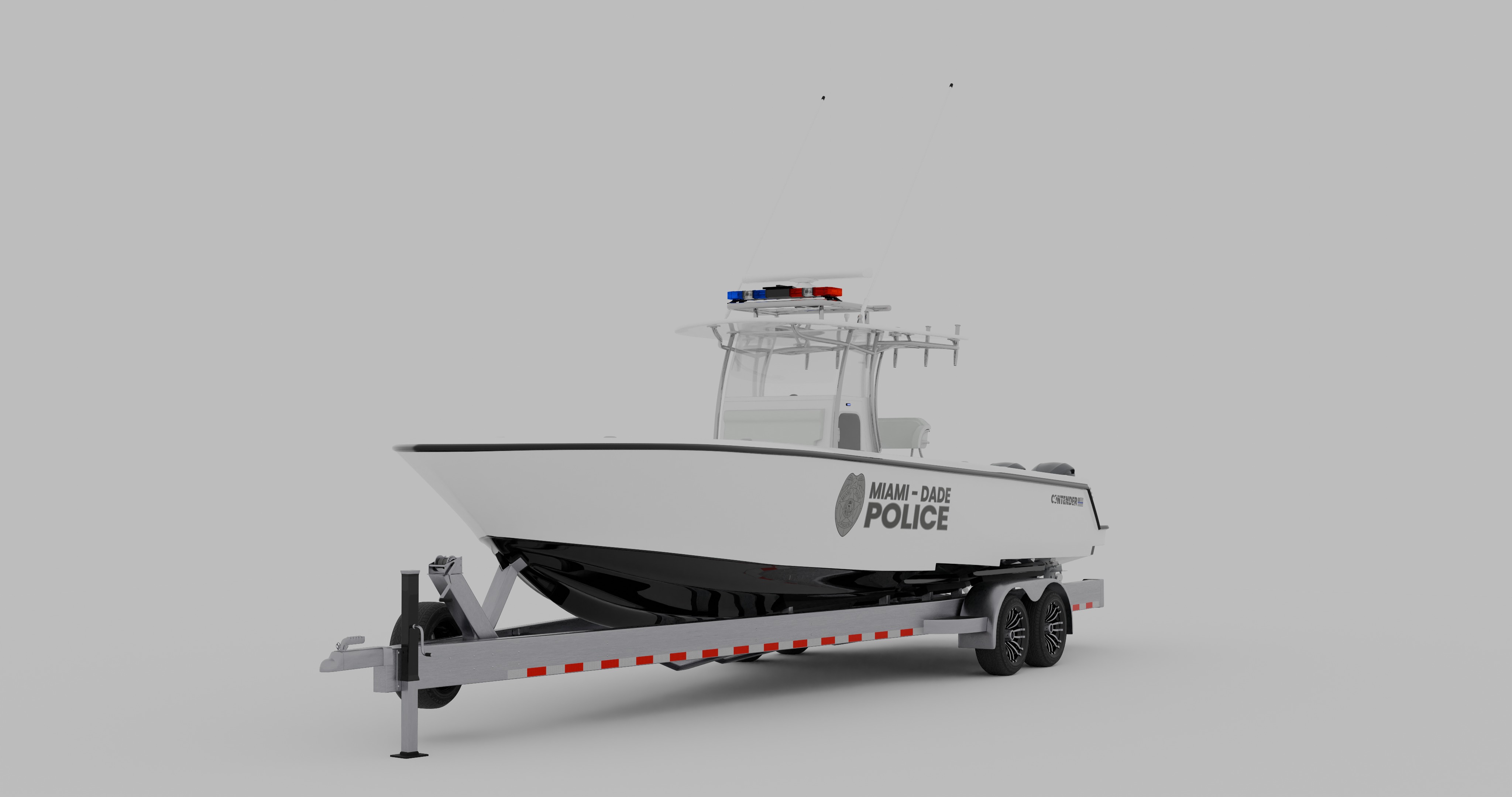 Contender Police Boat with Trailer  3D model_4
