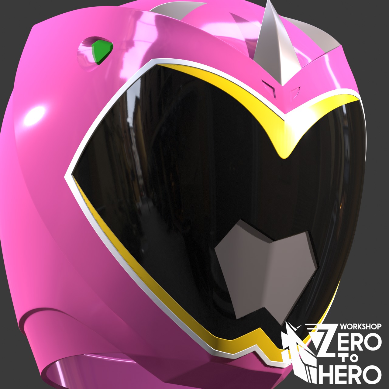 Power Ranger Dino Charge Pink helmet 3D print model_5