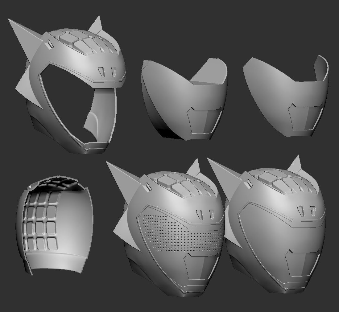 Power Ranger Dino Charge Cyan helmet 3D print model_6