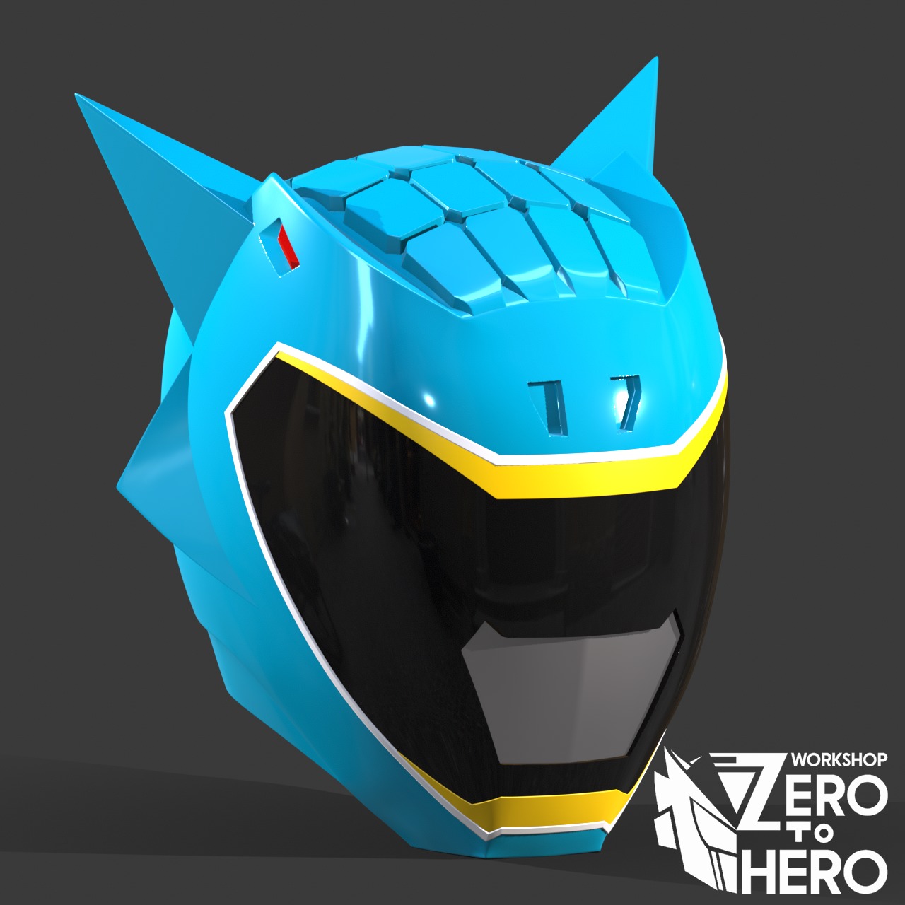 Power Ranger Dino Charge Cyan helmet 3D print model_3