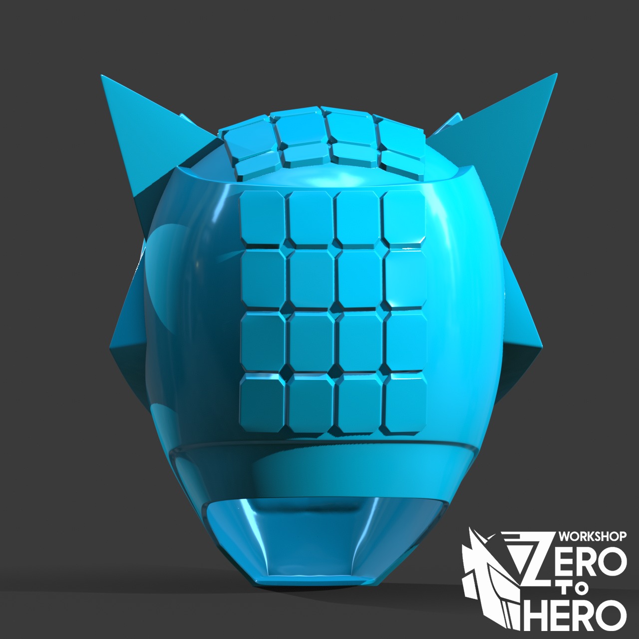 Power Ranger Dino Charge Cyan helmet 3D print model_4