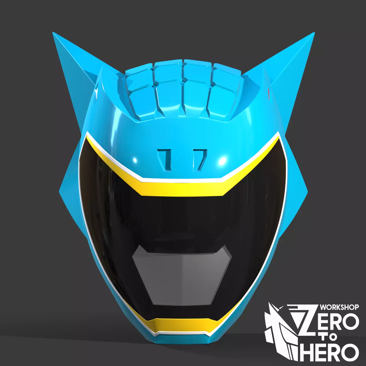 Power Ranger Dino Charge Cyan helmet 3D print model_0