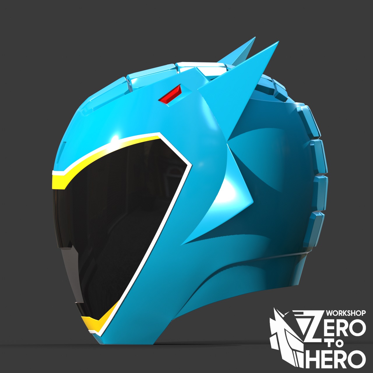 Power Ranger Dino Charge Cyan helmet 3D print model_2