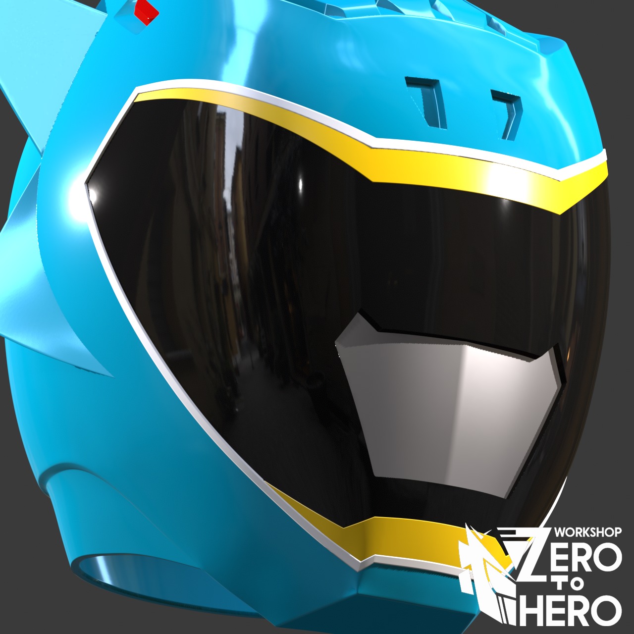 Power Ranger Dino Charge Cyan helmet 3D print model_5