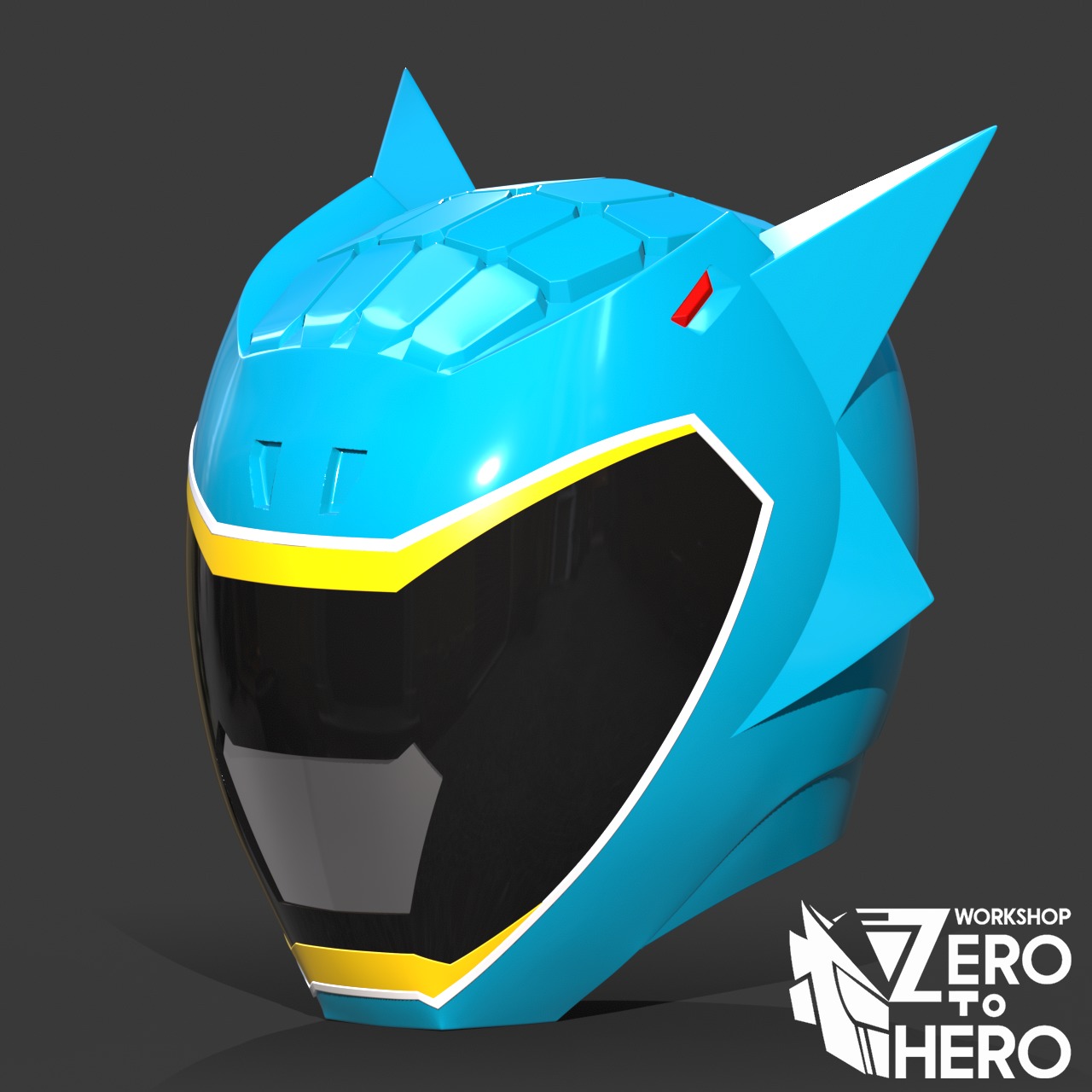 Power Ranger Dino Charge Cyan helmet 3D print model_1
