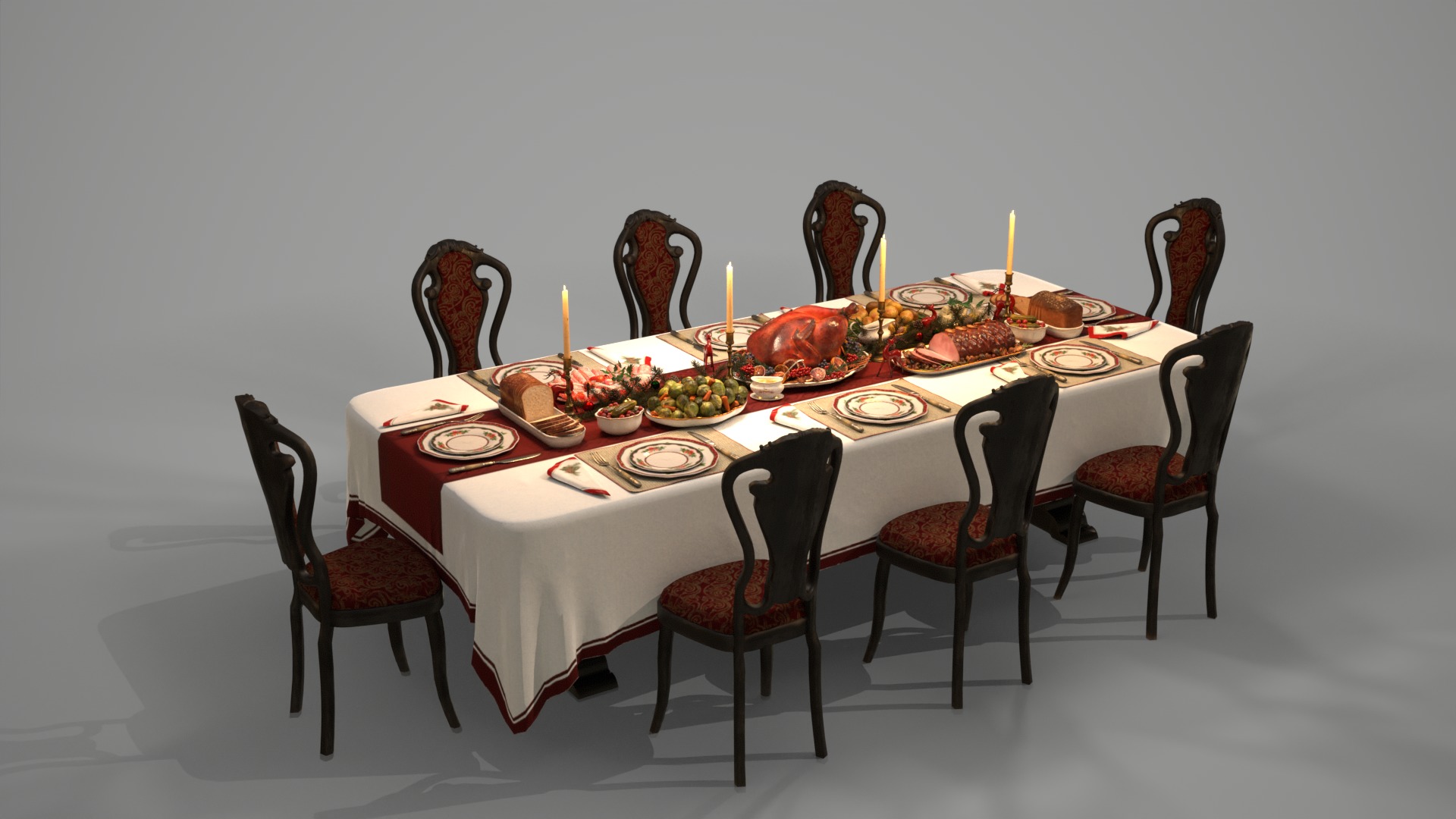 Christmas Dinner 3D model_2