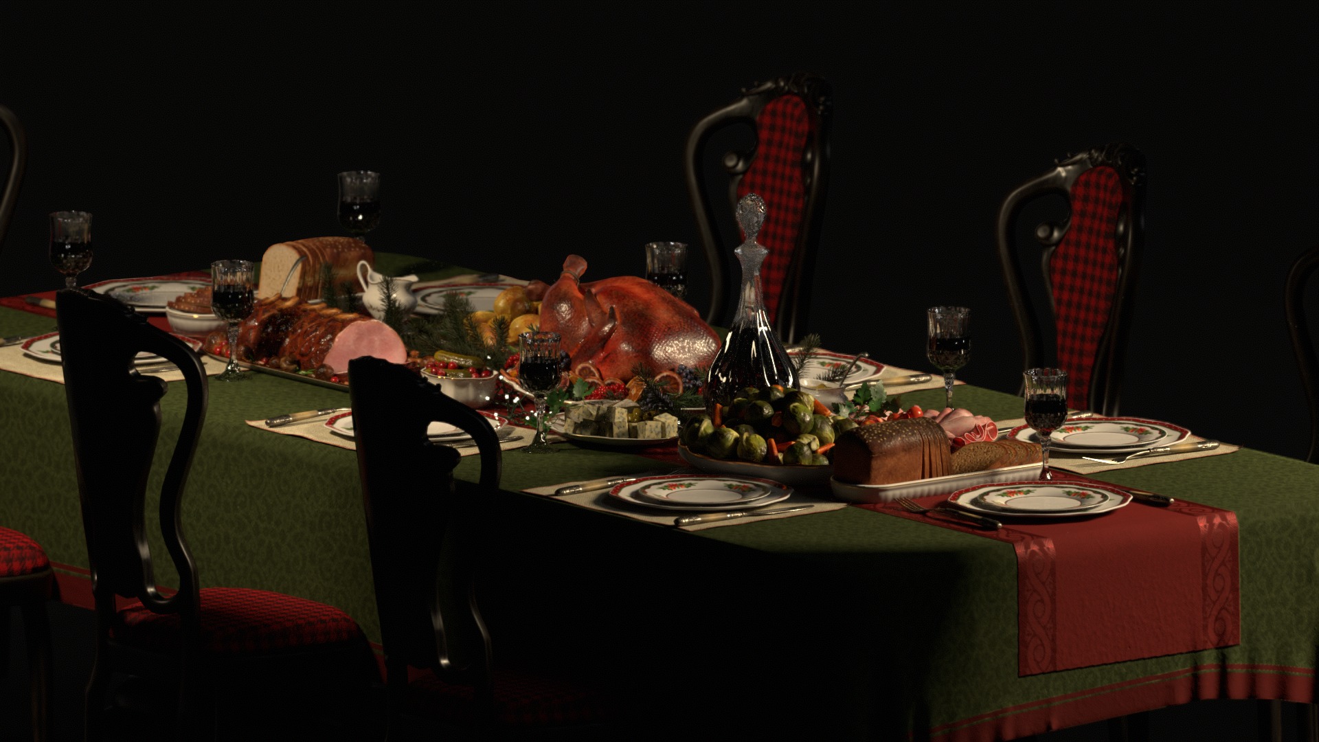 Christmas Dinner 3D model_3