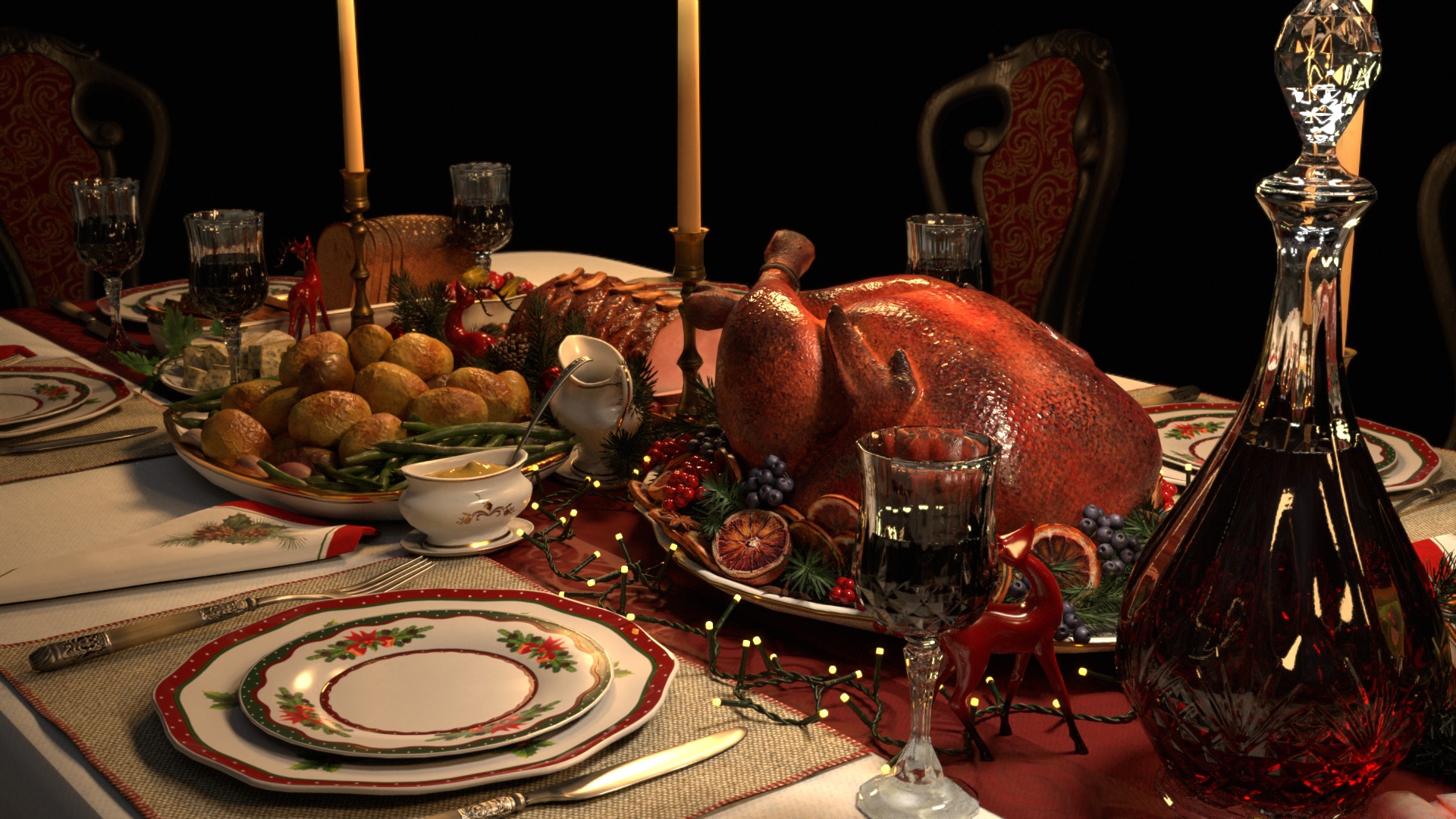 Christmas Dinner 3D model_38