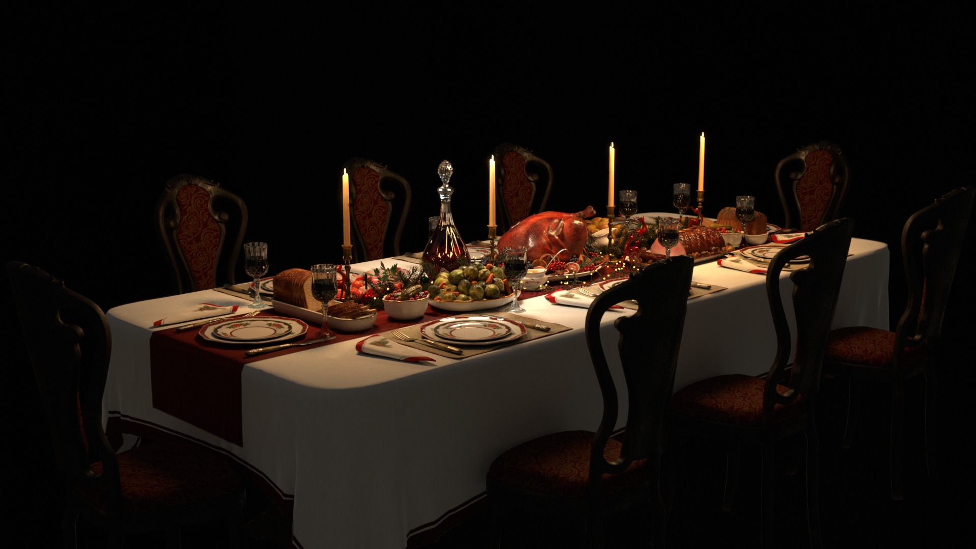 Christmas Dinner 3D model_30