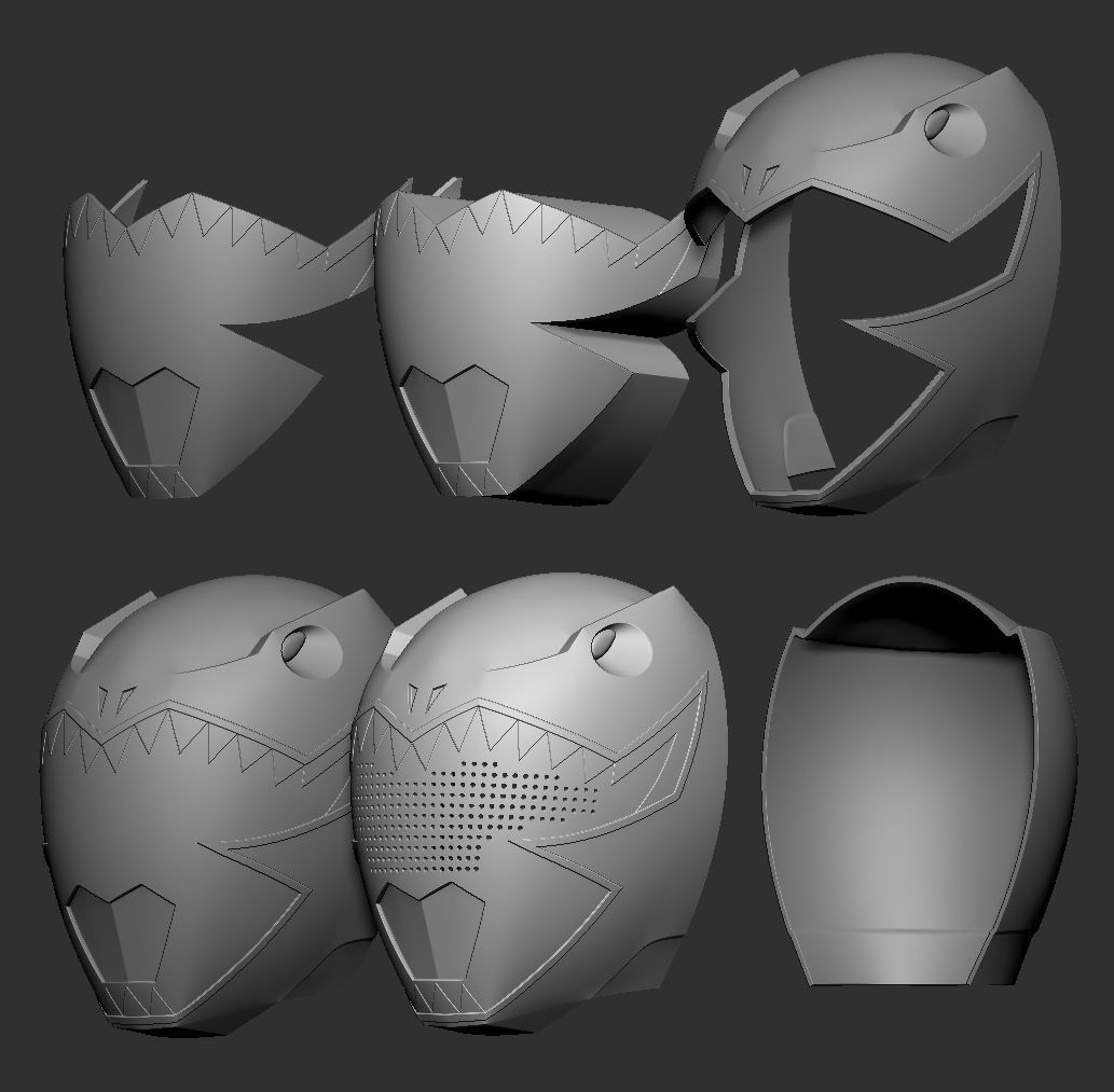 Power Ranger Dino Charge Green helmet 3D print model_6