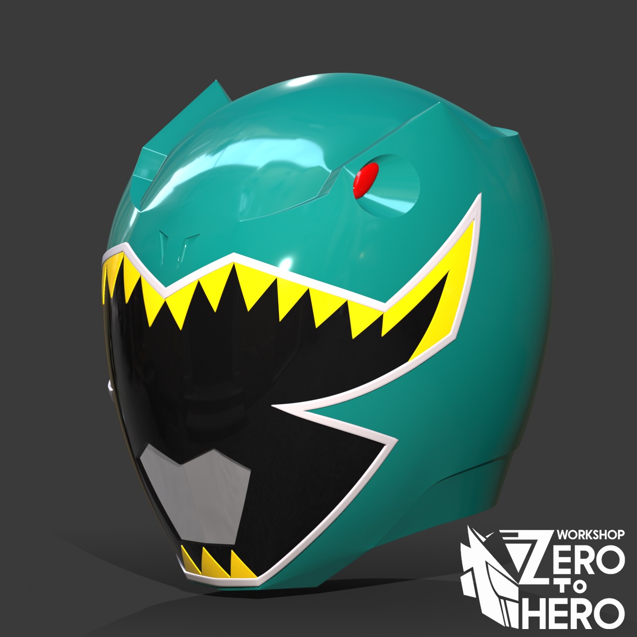 Power Ranger Dino Charge Green helmet 3D print model_1