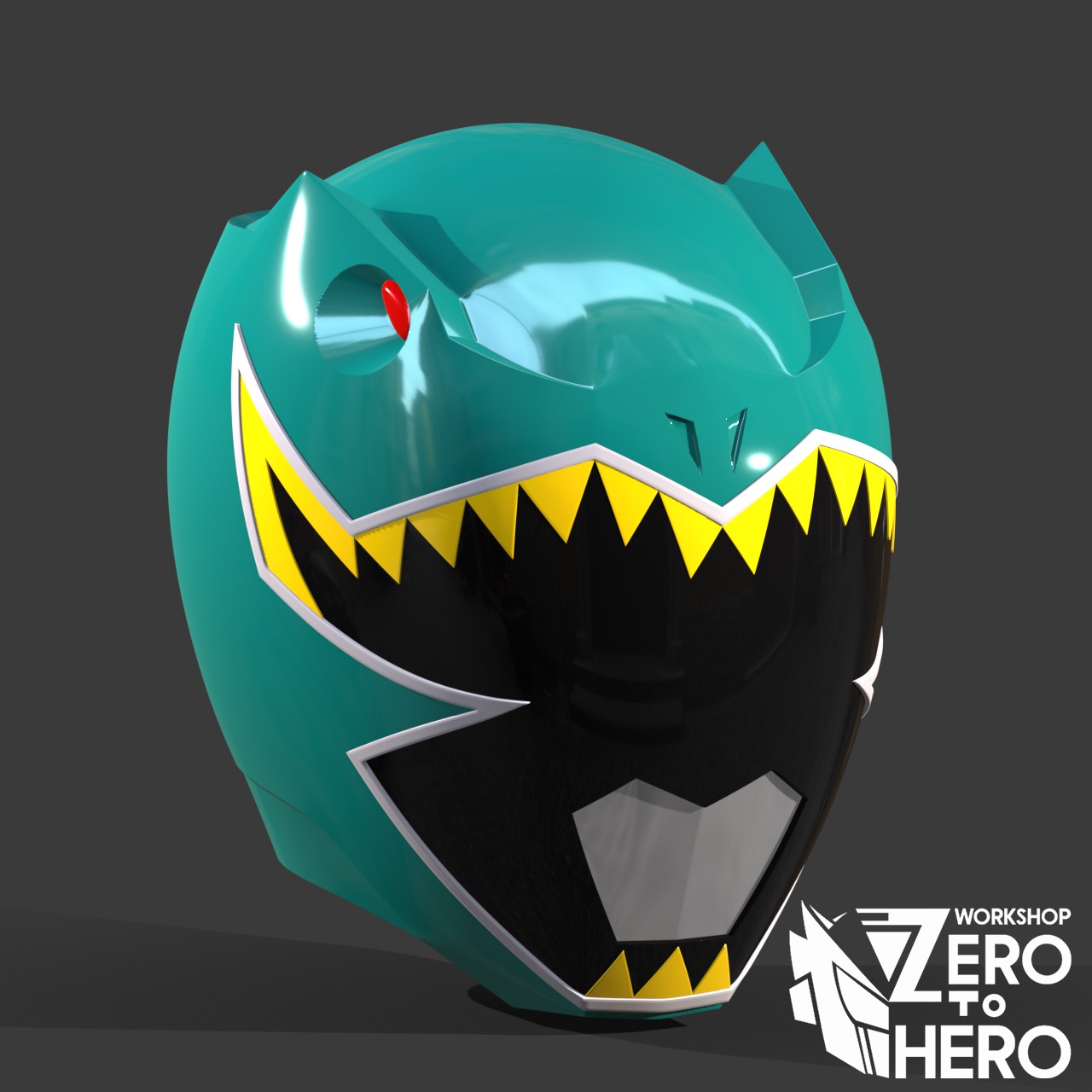 Power Ranger Dino Charge Green helmet 3D print model_3