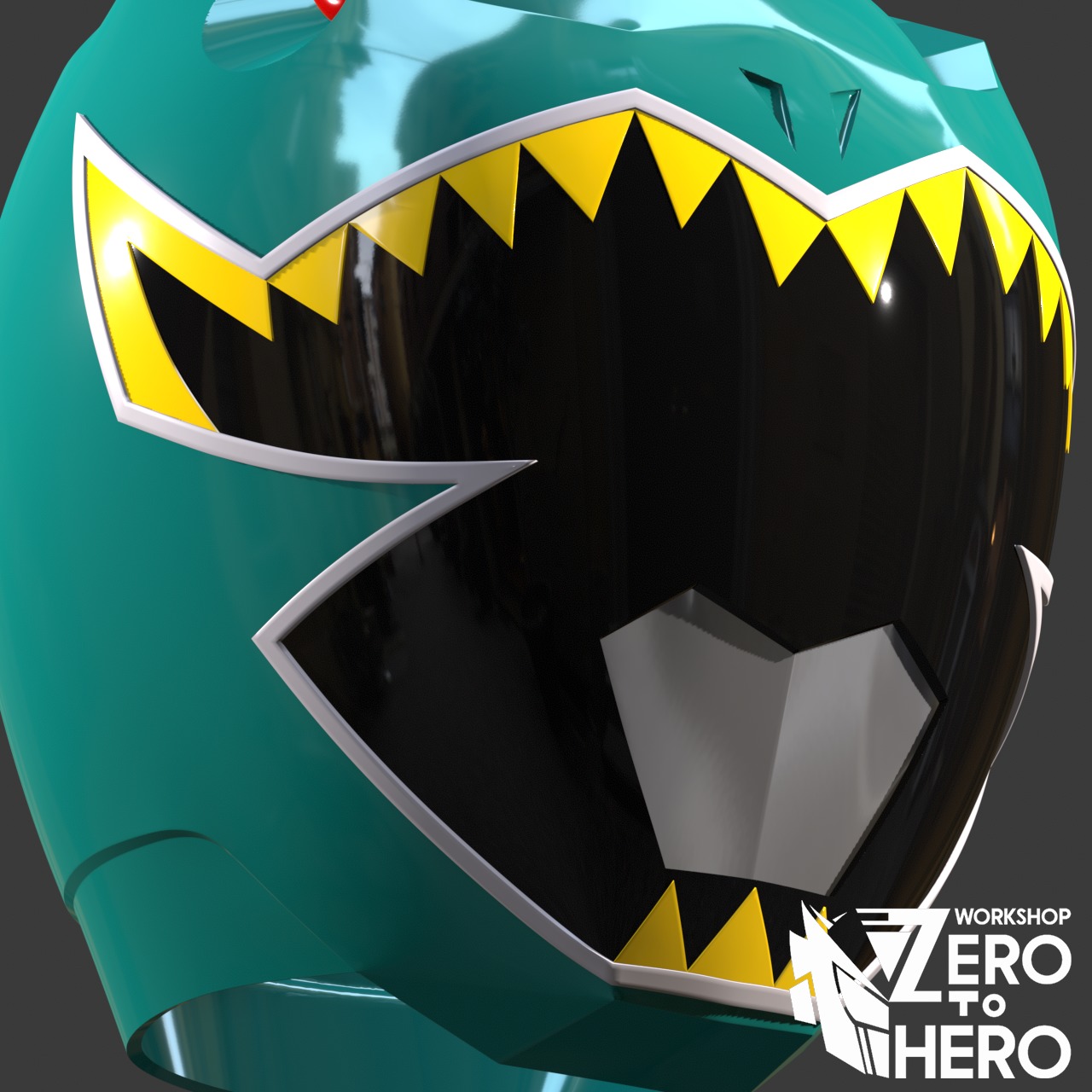 Power Ranger Dino Charge Green helmet 3D print model_5