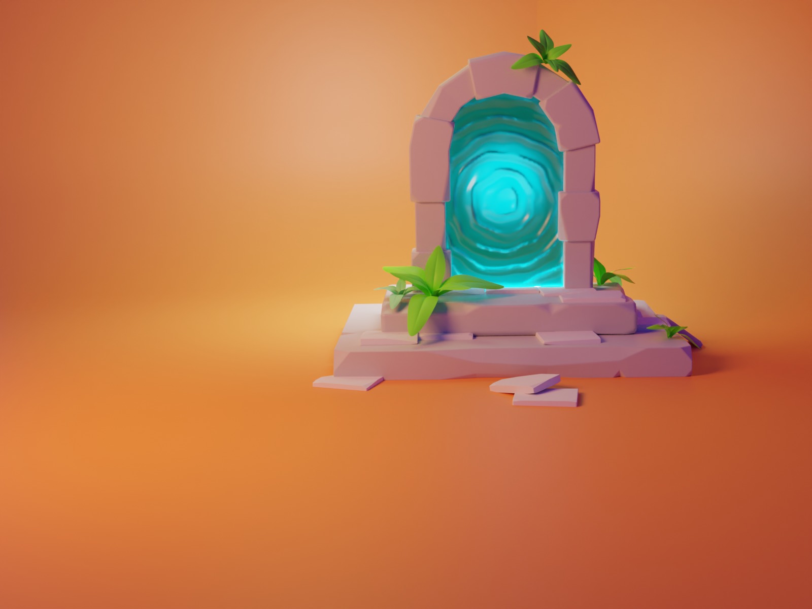Stylized Fantasy Portal Glowing Mystic Gateway Low-poly 3D model_1