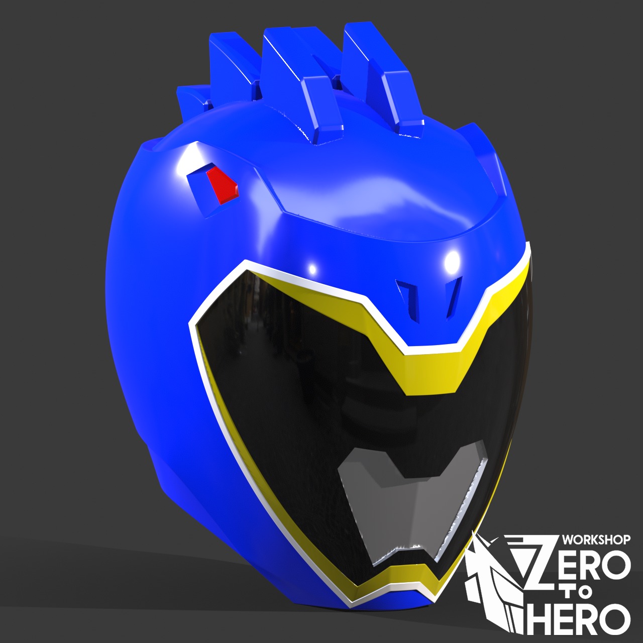 Power Ranger Dino Charge Blue helmet 3D print model_3