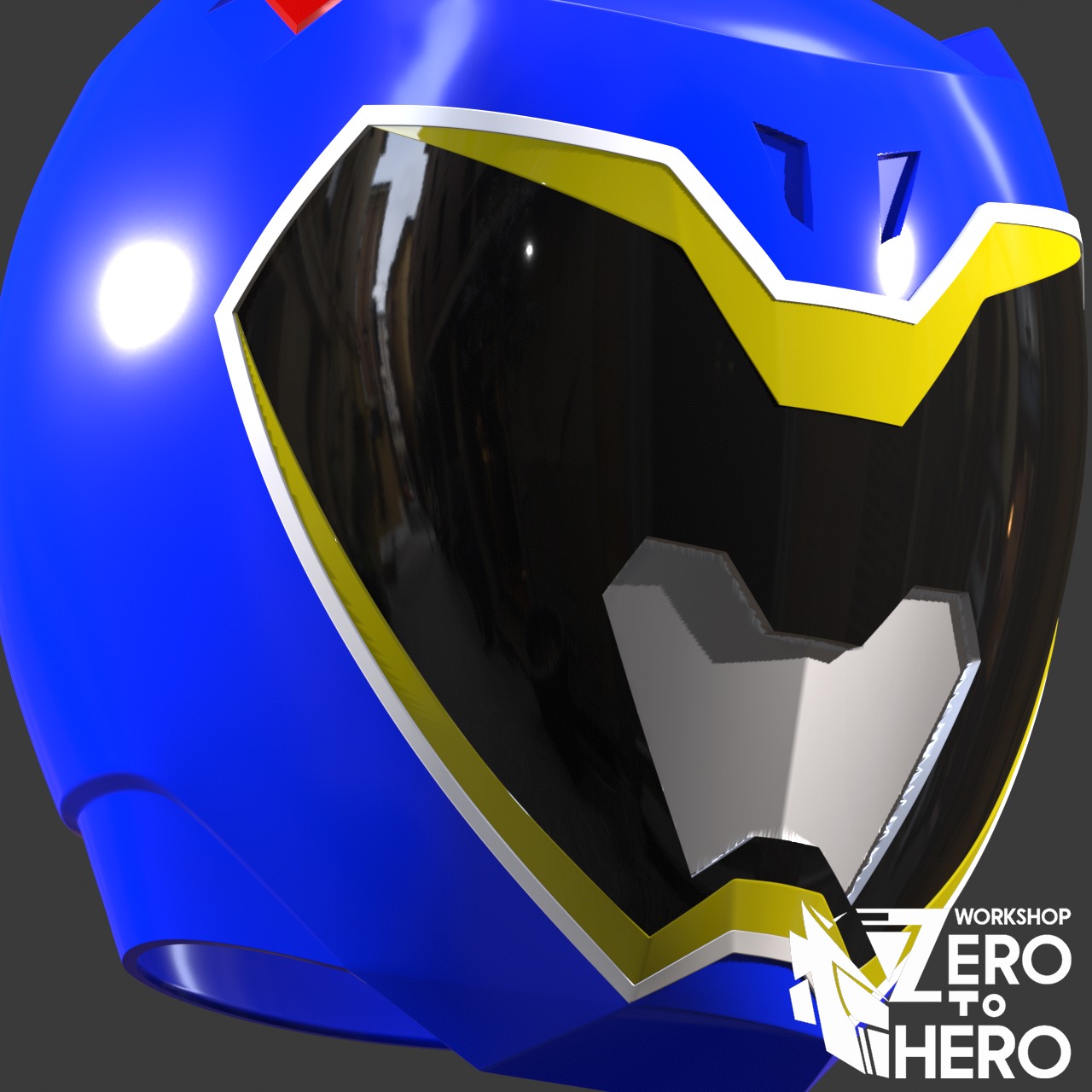 Power Ranger Dino Charge Blue helmet 3D print model_5