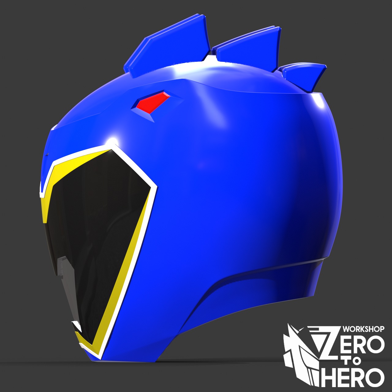 Power Ranger Dino Charge Blue helmet 3D print model_2