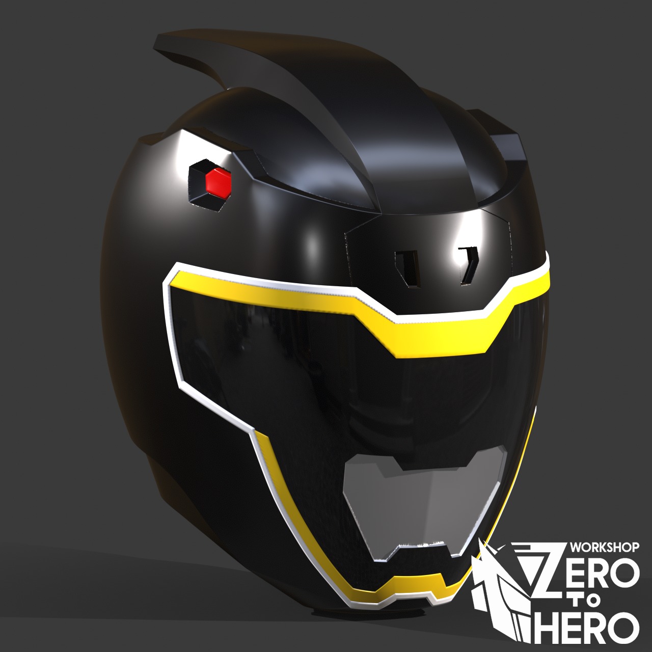Power Ranger Dino Charge Black helmet 3D print model_3