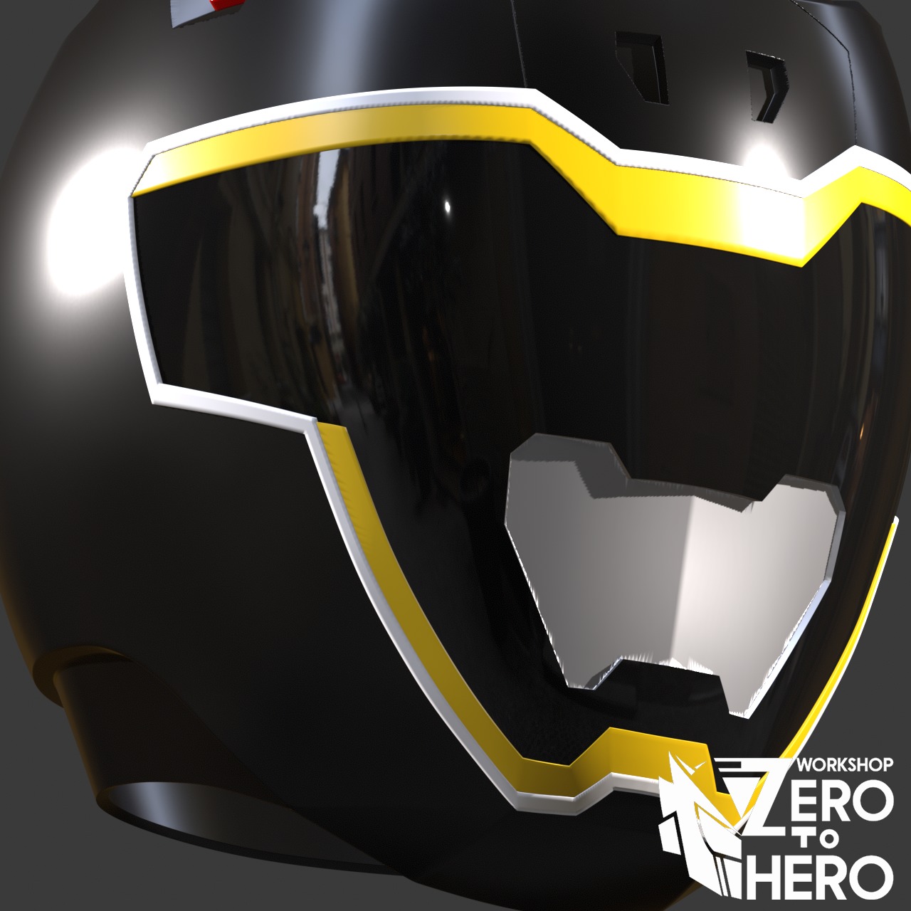 Power Ranger Dino Charge Black helmet 3D print model_5