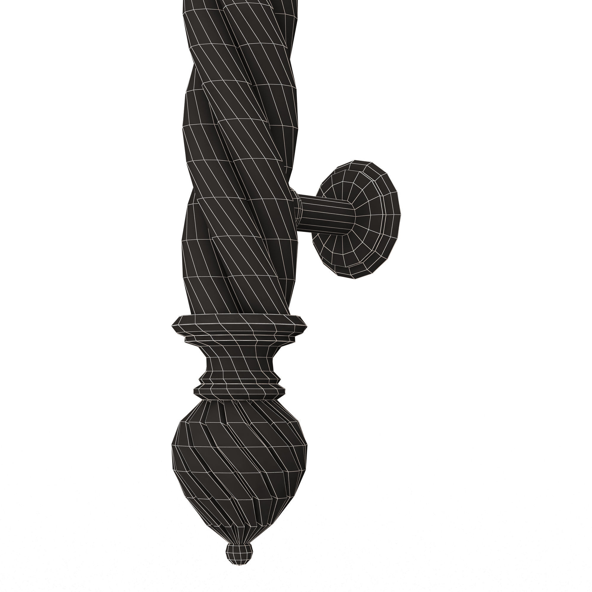 Classic Door Handle 04 Chrome Low-poly 3D model_8