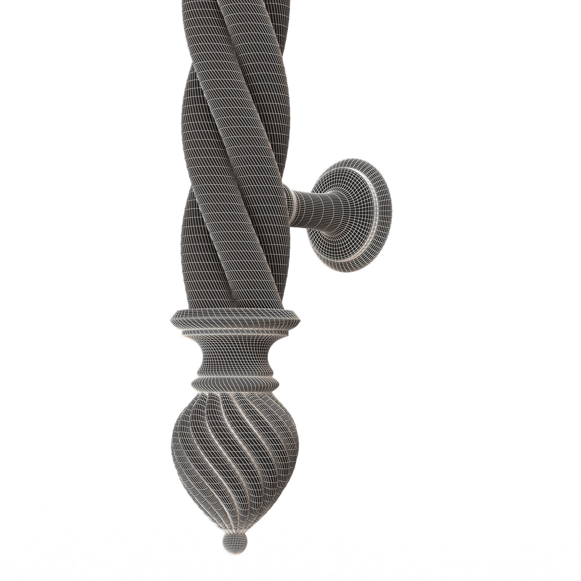 Classic Door Handle 04 Chrome Low-poly 3D model_13