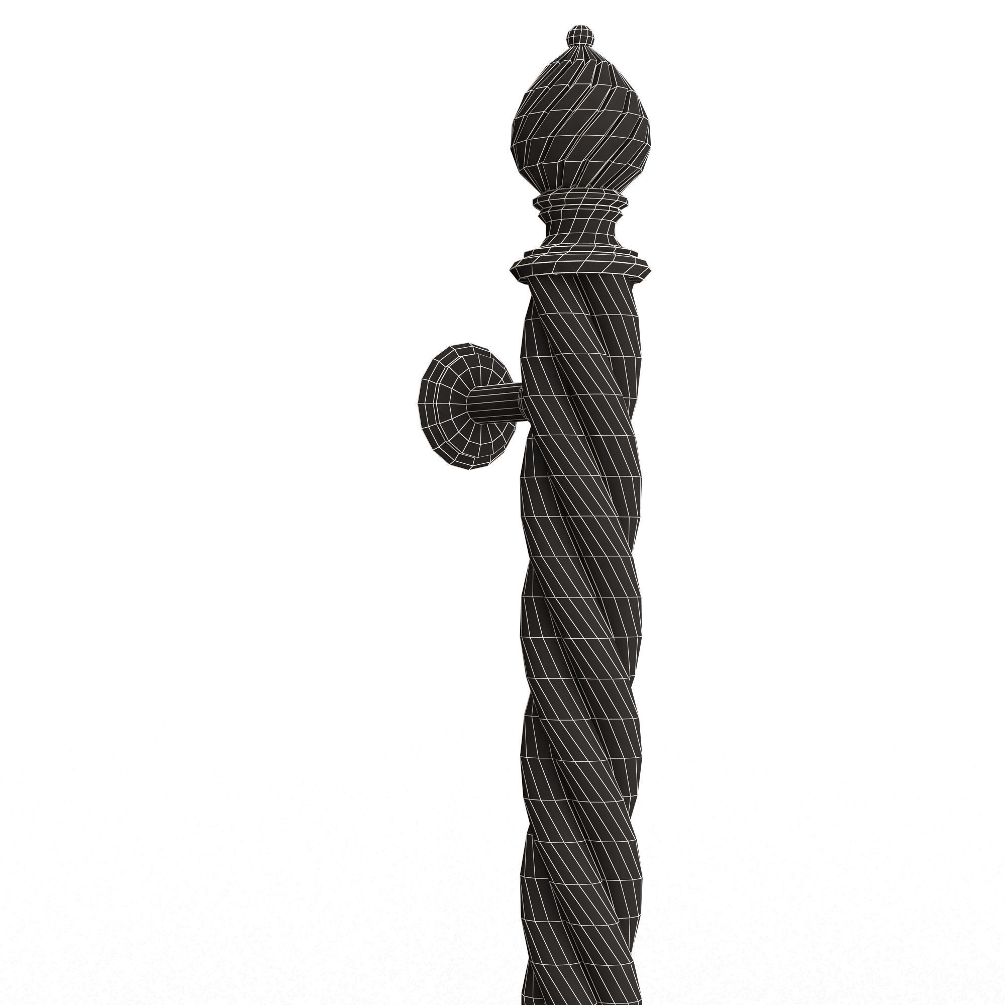 Classic Door Handle 04 Chrome Low-poly 3D model_7