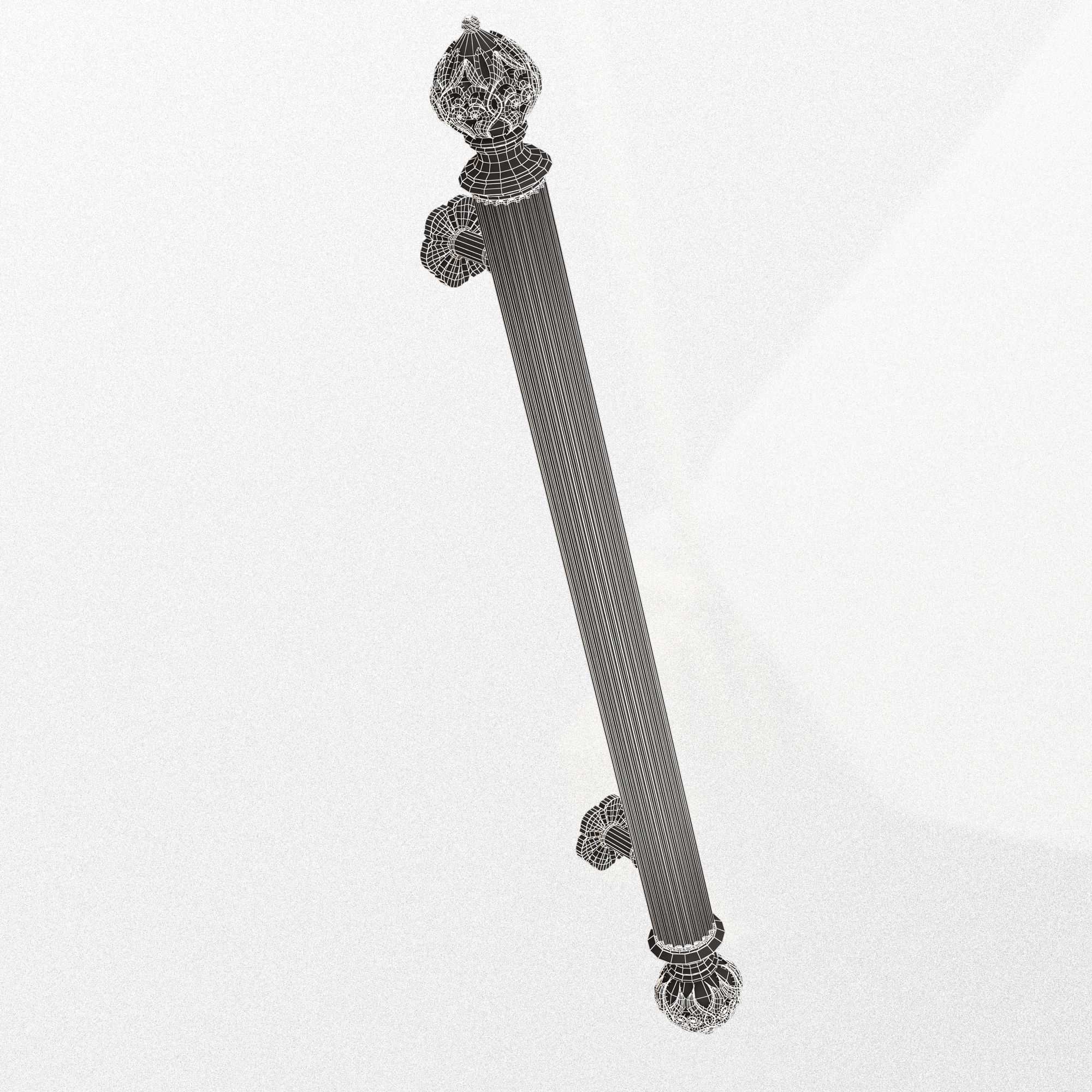 Classic Door Handle 05 Gold Low-poly 3D model_9