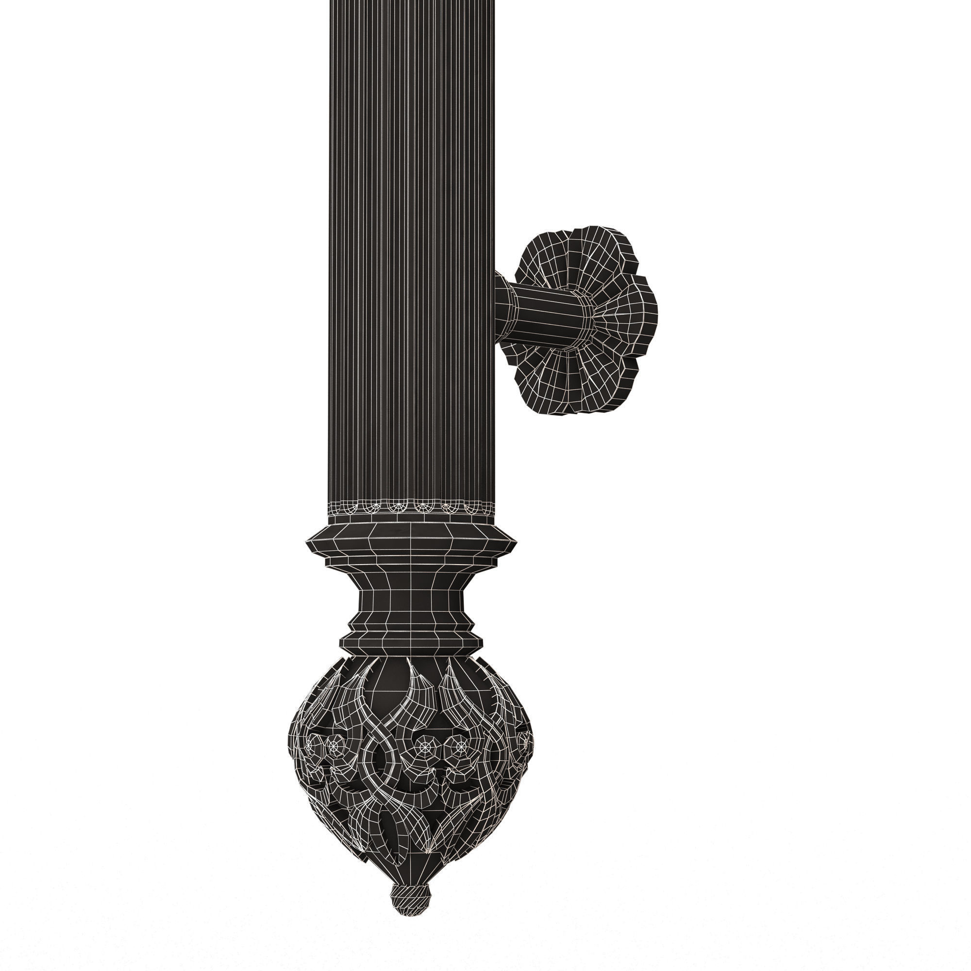 Classic Door Handle 05 Gold Low-poly 3D model_14