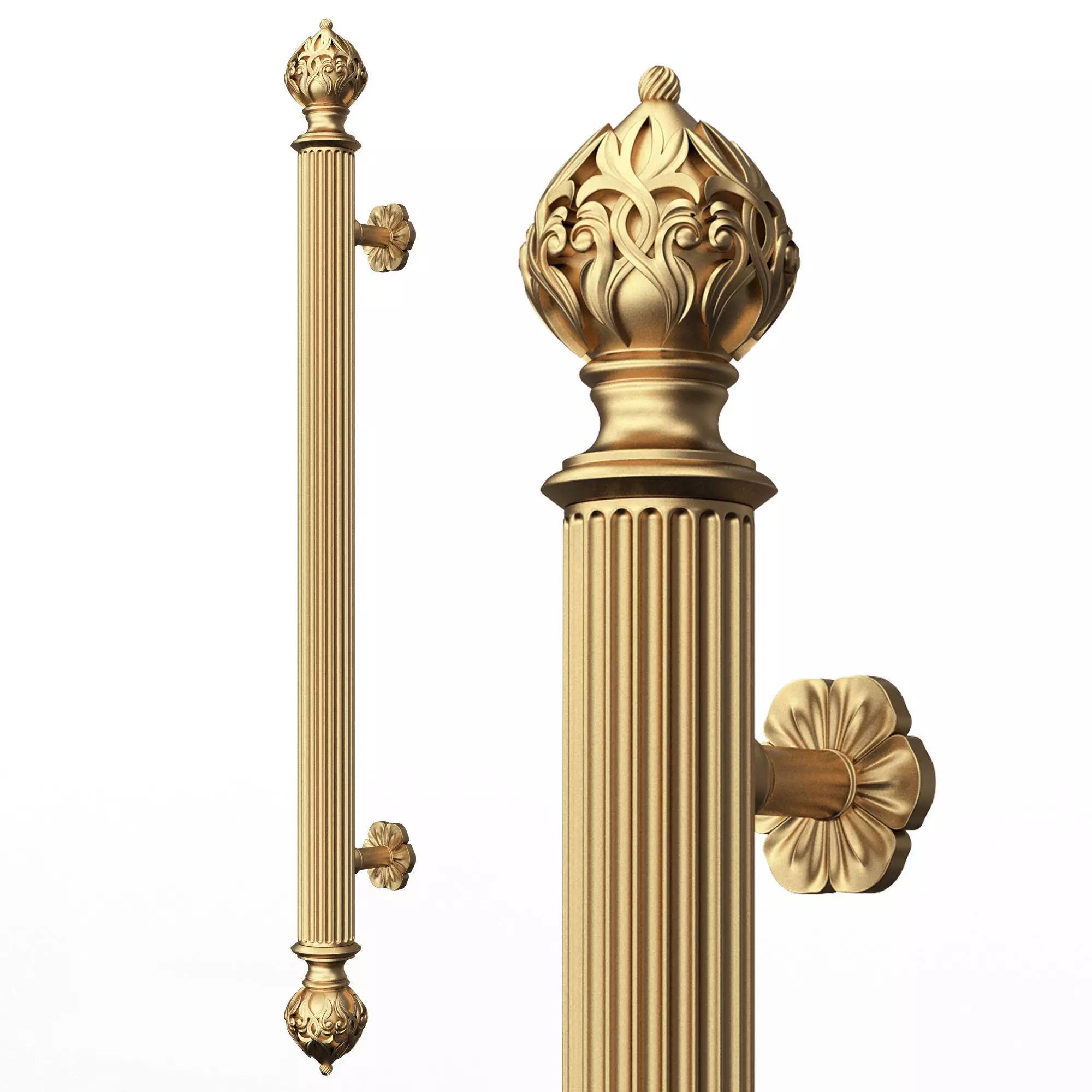 Classic Door Handle 05 Gold Low-poly 3D model_0