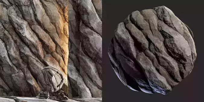 H126 Rock Cliff - PBR - 4K - Seamless - SBSAR Texture