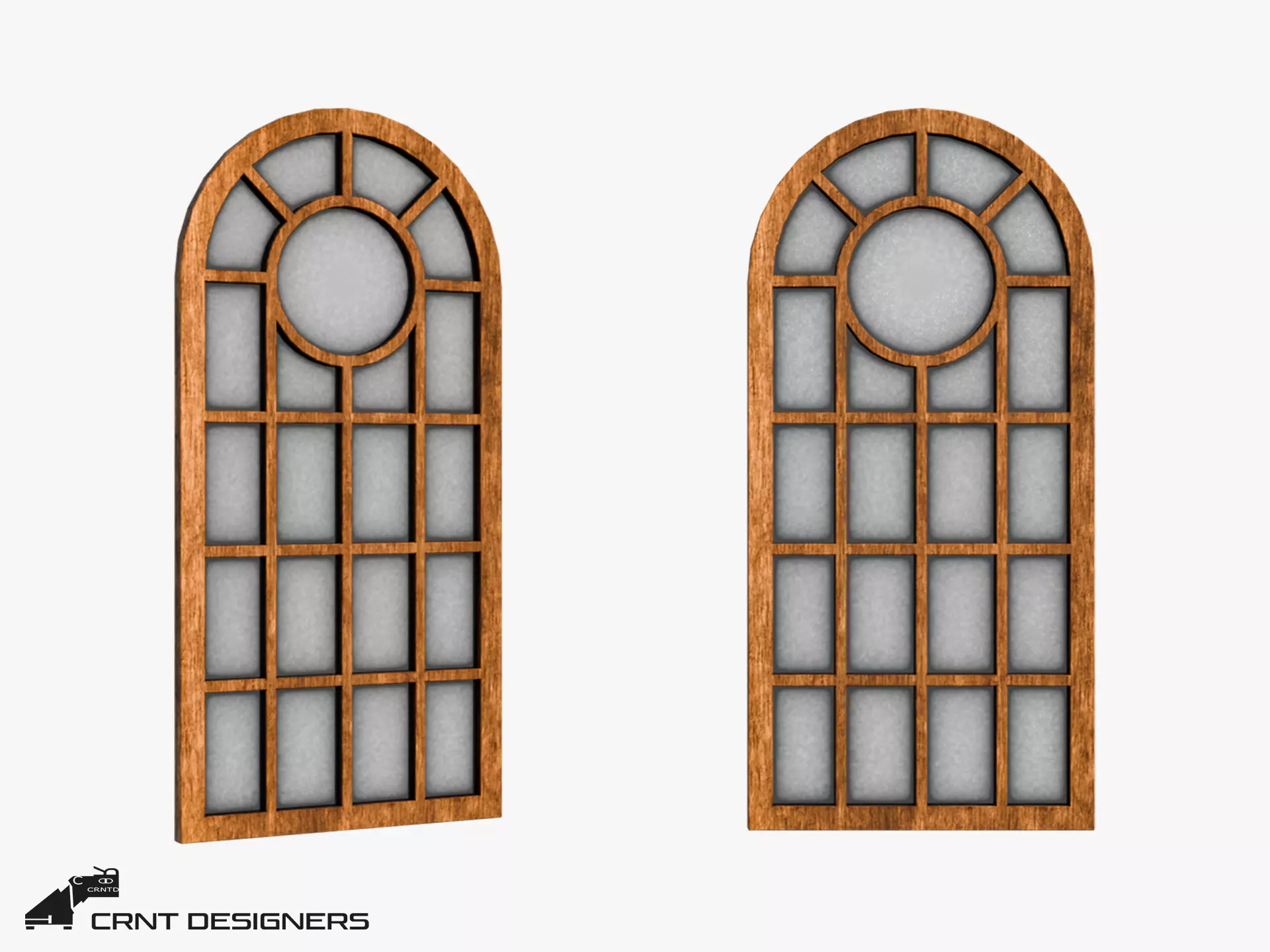 Wooden Glass Window Low-poly 3D model_0