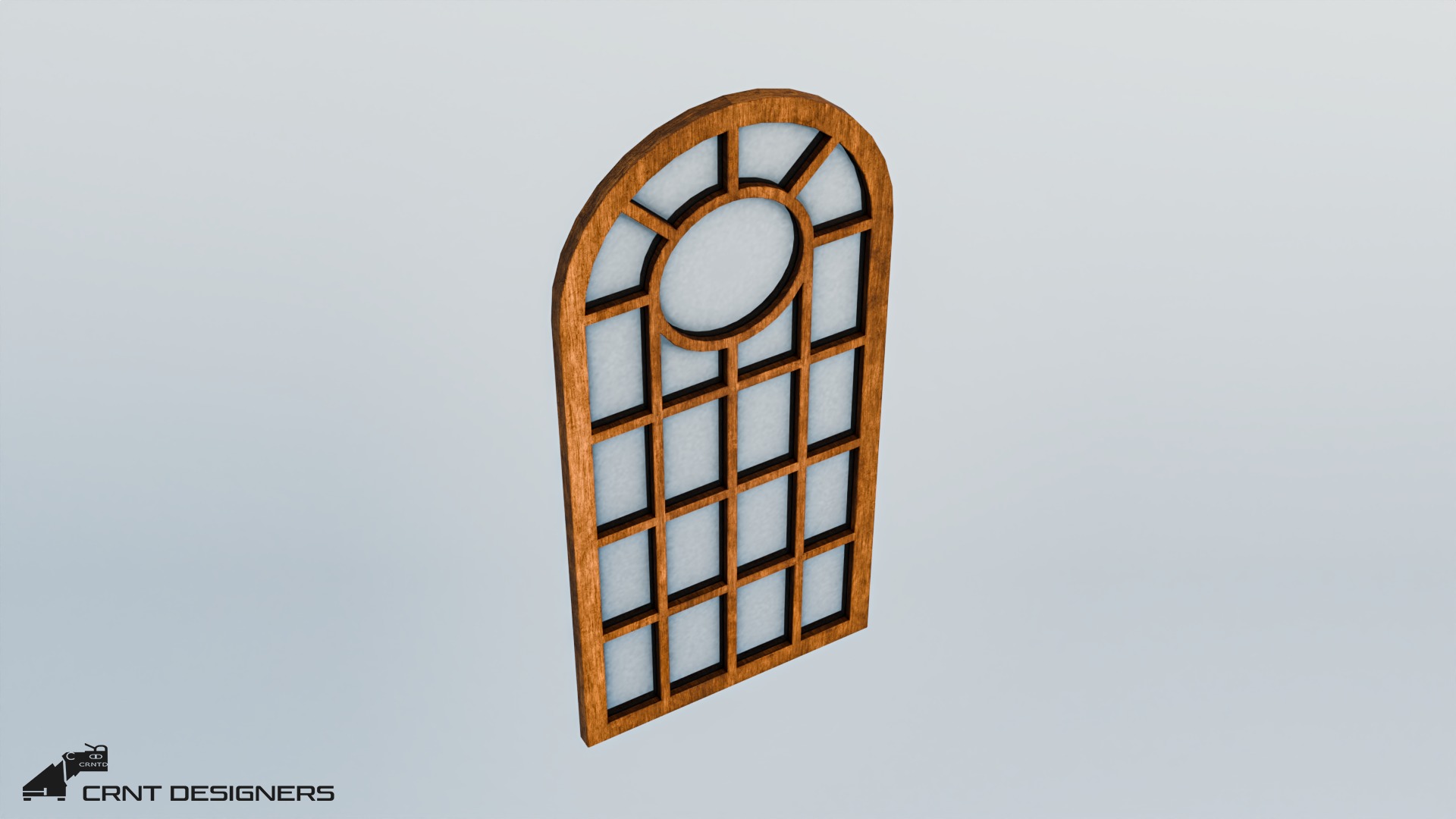 Wooden Glass Window Low-poly 3D model_7