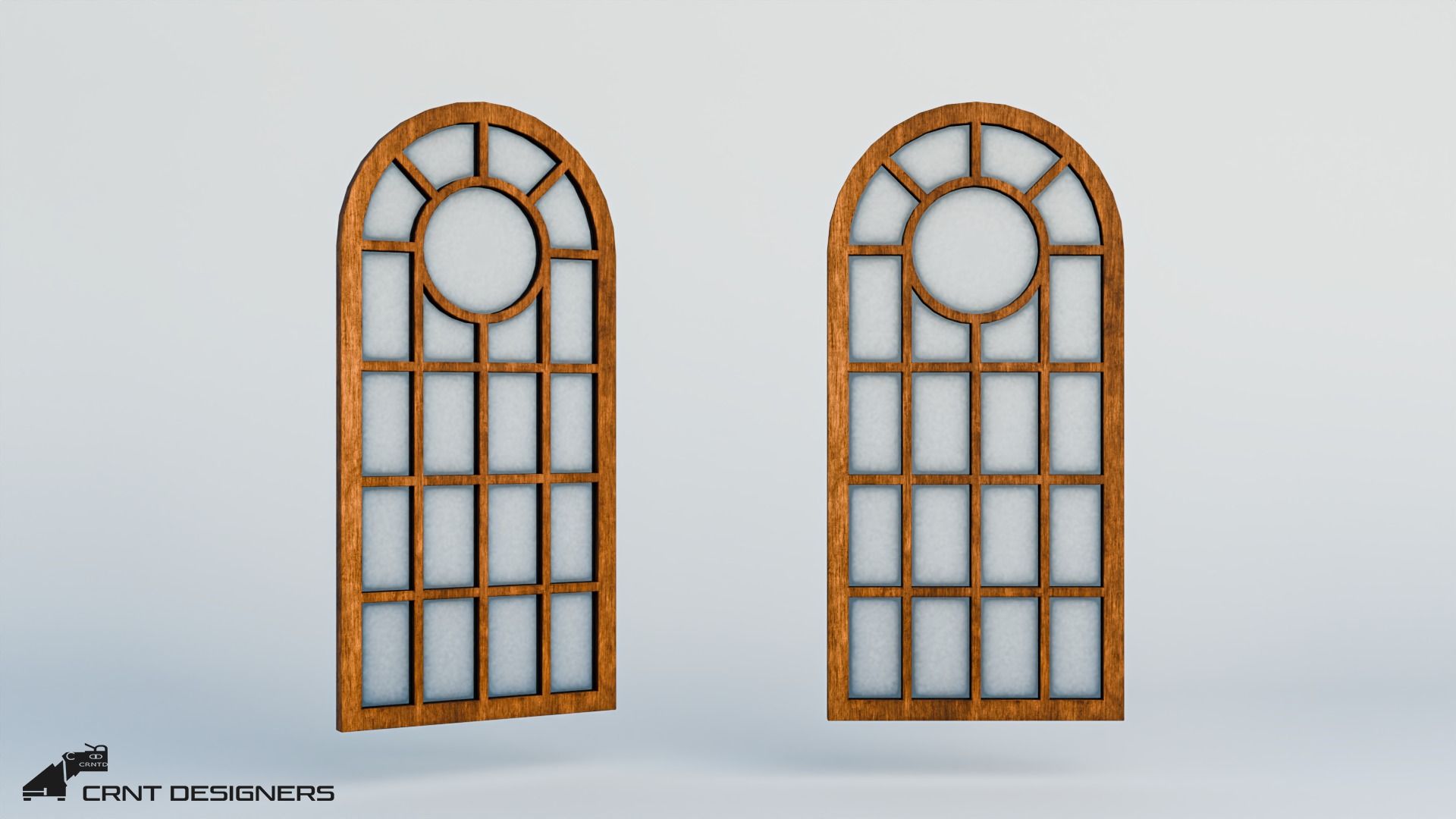 Wooden Glass Window Low-poly 3D model_8