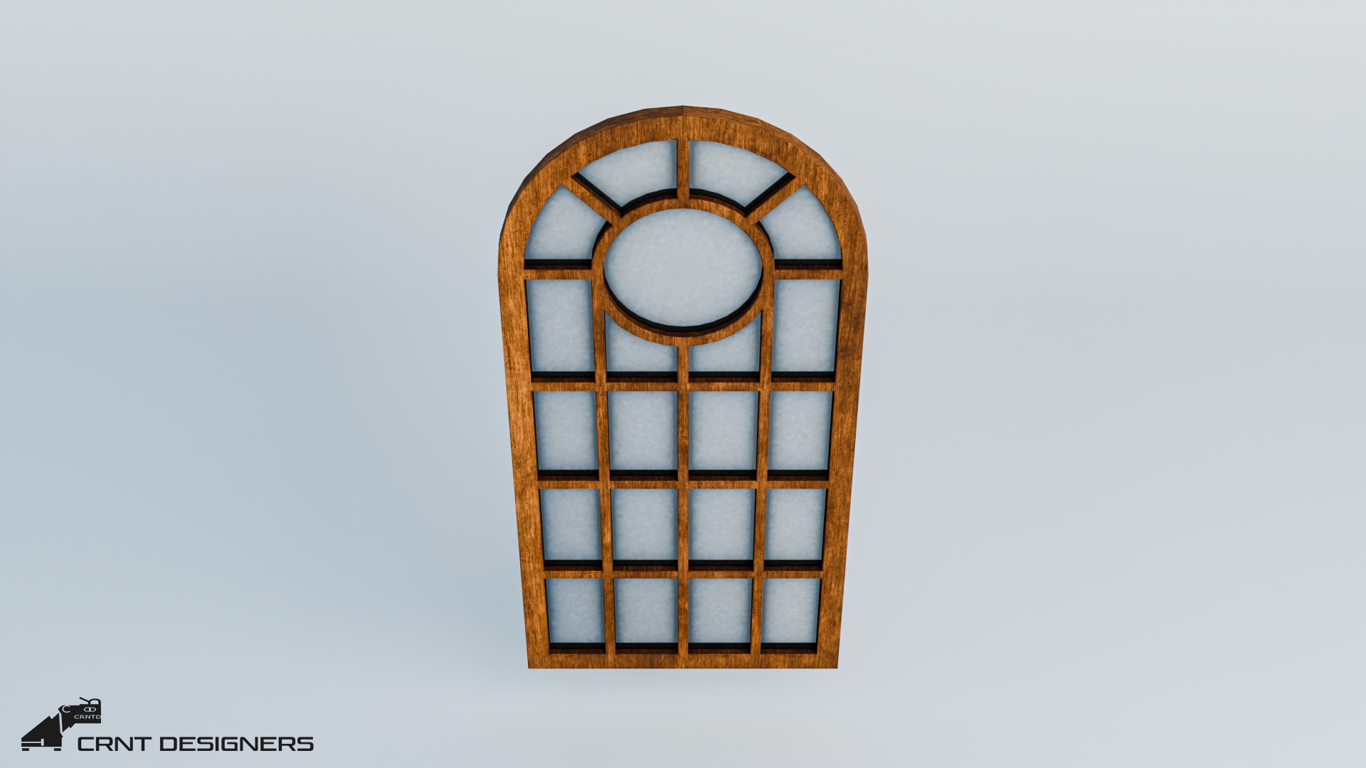 Wooden Glass Window Low-poly 3D model_5